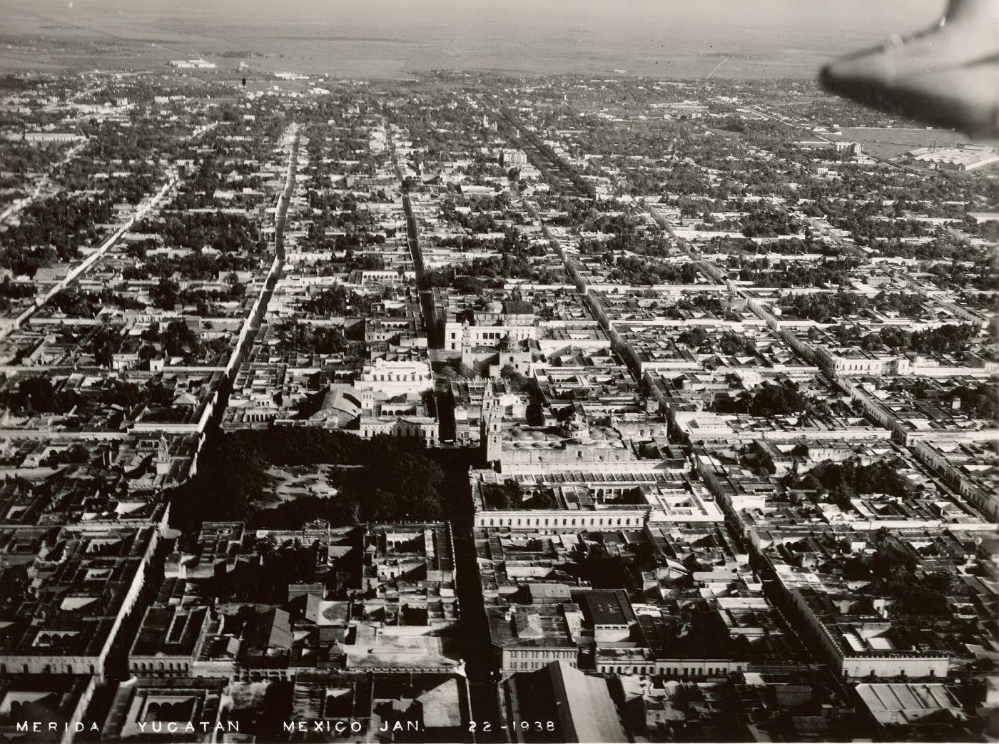 Vista aérea de Mérida, Yucatán, en 1938